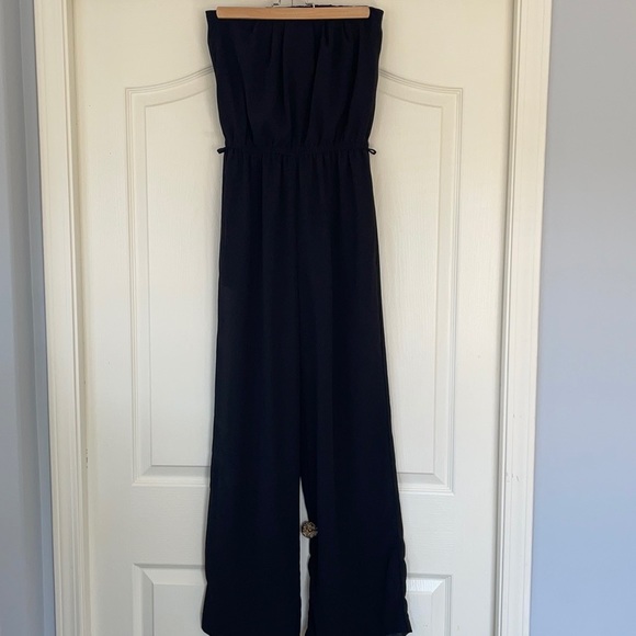 Iris Black Strapless Wide Leg Jumpsuit Large - Picture 2 of 8